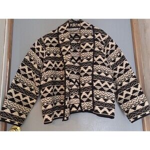 Bedford Fair Lifestyles 2XW Southwestern Aztec Jacket Black&white Design Cotton